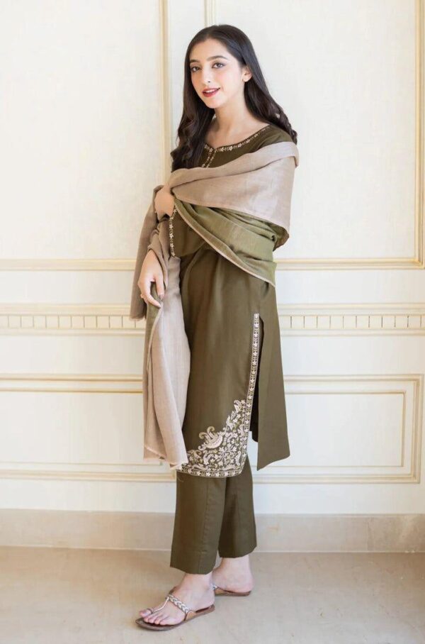 ASLING Pure Lawn Embroidered 3 Piece Suit with Diamond Print Dupatta - Image 22