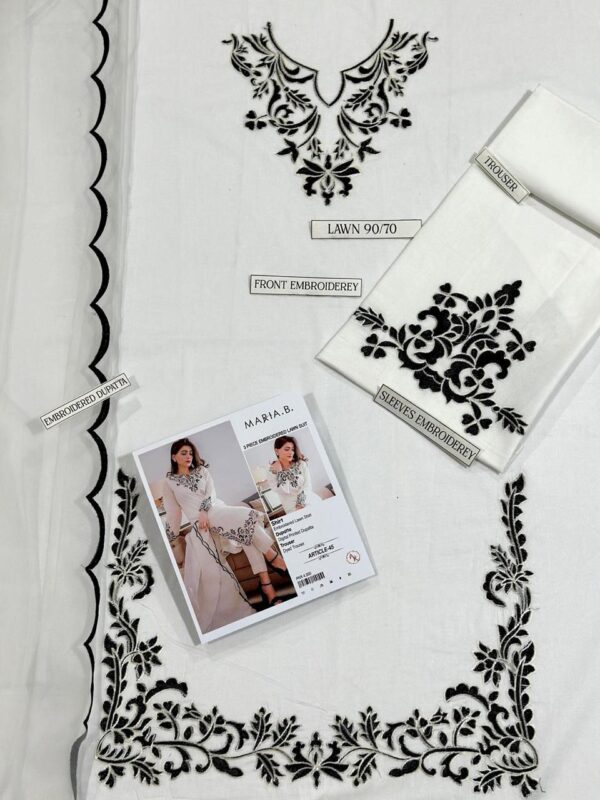 ASLING Pure Lawn Embroidered 3 Piece Suit with Diamond Print Dupatta - Image 7