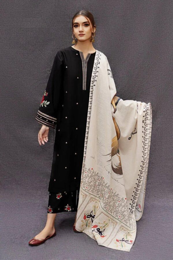 ASLING Pure Lawn Embroidered 3 Piece Suit with Diamond Print Dupatta - Image 10