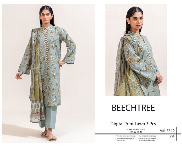 BEECHTREE Digital Printed 3 Piece Airjet Lawn Suit with Voil Dupatta - Image 16