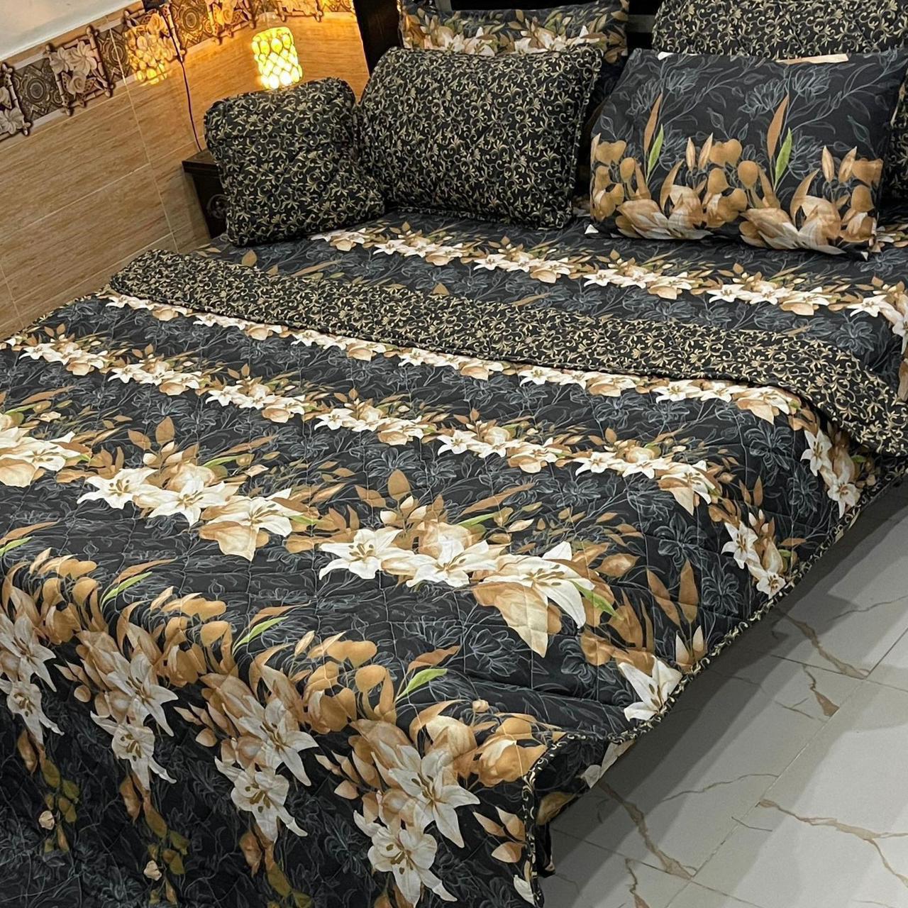 Luxury 7 Piece Comforter Bedding Set with Printed Sheet and Cushion Cover