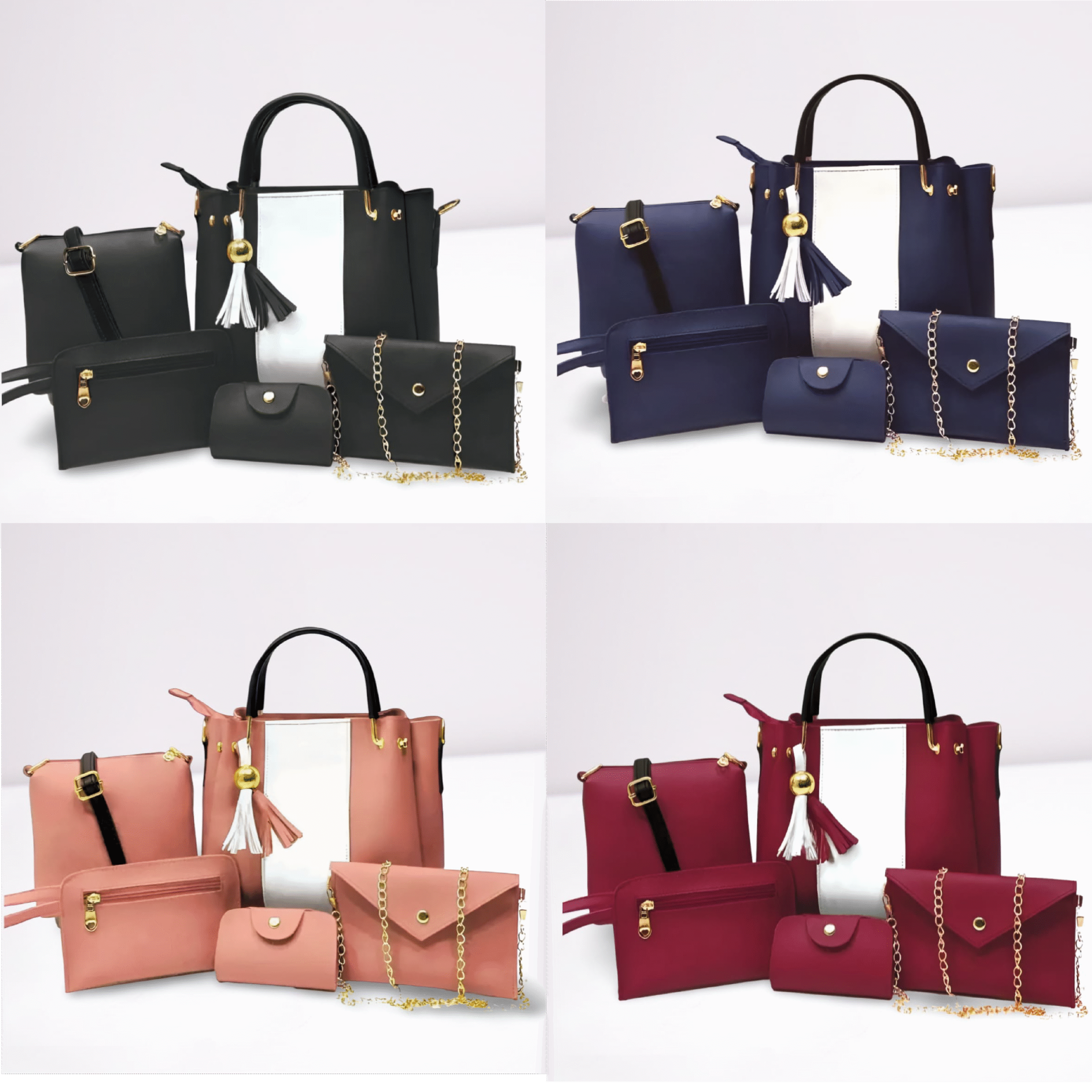 Stylish Ladies 5-Piece Shoulder Bag Set with Matching Accessories