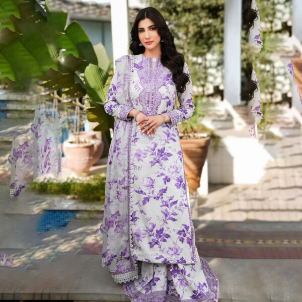Lawn 3PC – Embroidered & Printed