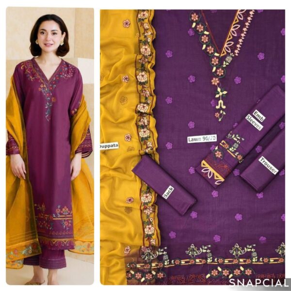 3PC Embroidered Lawn Suit