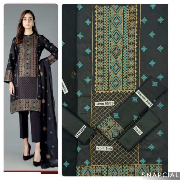 3PC Embroidered Lawn Suit