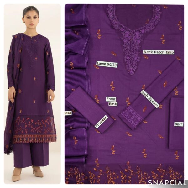 3PC Embroidered Lawn Suit