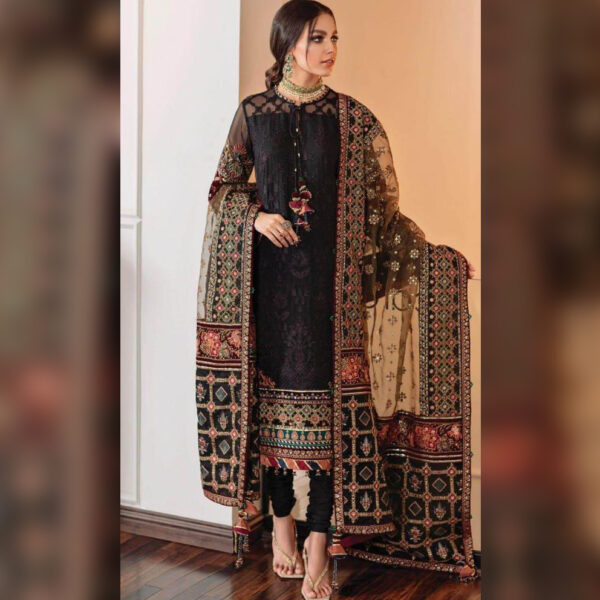 Organza Embroidered Dress – 3PC