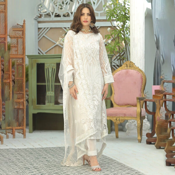 Embroidered Organza Party Suit